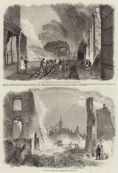 Ruines du grand incendie à Gravesend - John Skinner Prout